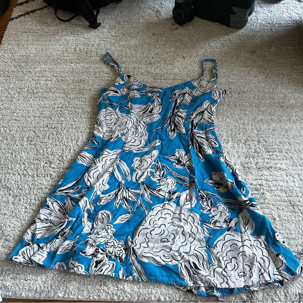 Zara Blue and White Patterned Dress